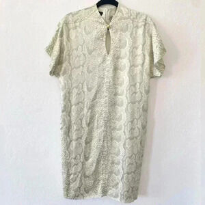 Escada Snakeskin Dress With Pockets Cream Size 34